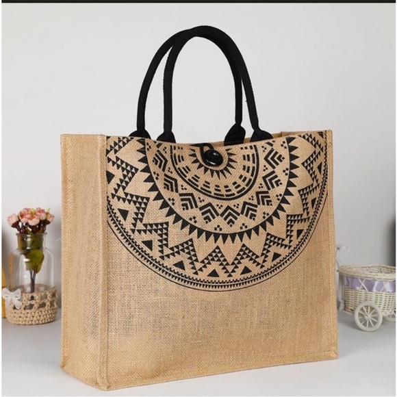 Tote Burlap beach bag NWT - Picture 1 of 2